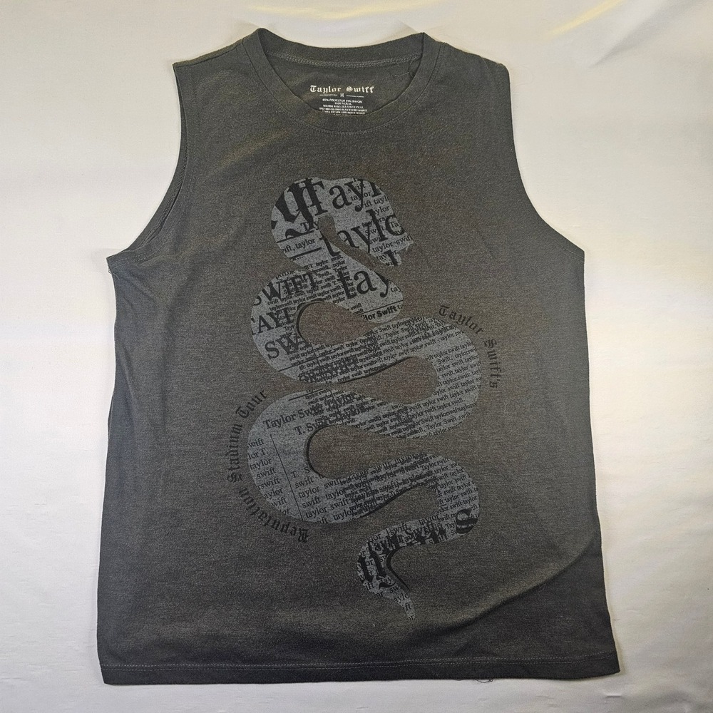 Taylor Swift Reputation Stadium Tour Snake Muscle Tank Top Gray Medium